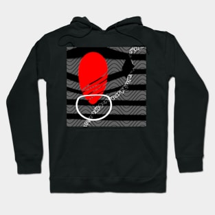 sunset geometric abstract digital red grey black and white painting Hoodie